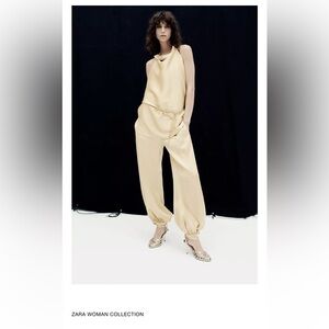 ZW Collection Women's Satin Halter Top and Balloon Pants